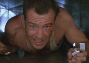 Die Hard movie scene with Bruce Willis