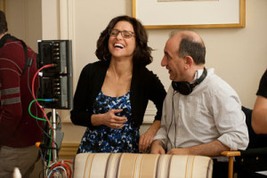 Julia Louis-Dreyfus and Armando Iannucci on the set of Veep